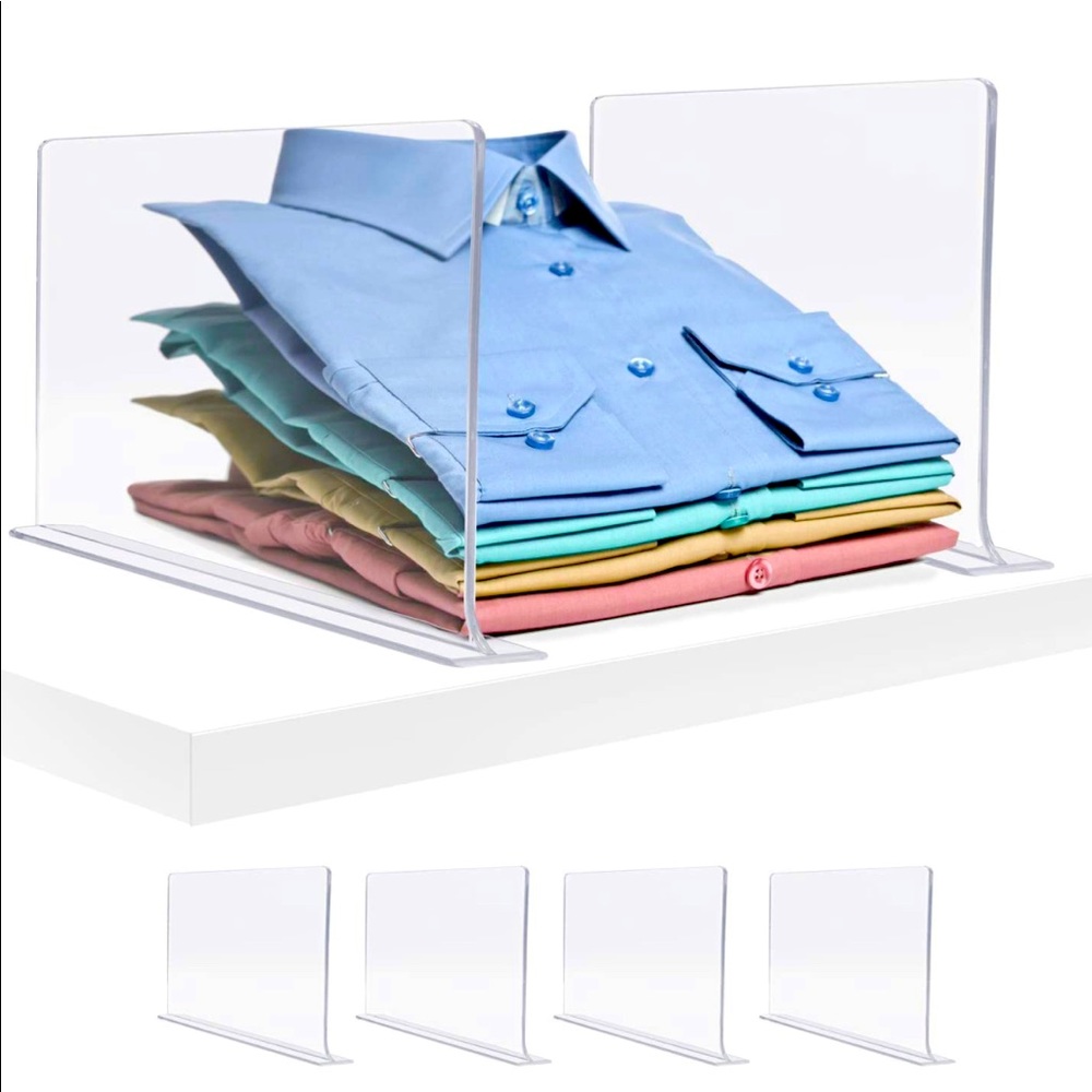 Sorbus acrylic dividing shelves 4 pack. CLEAR / NO COLOR